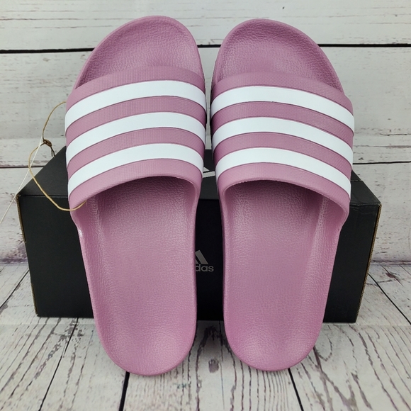 adidas | Shoes | New Adidas Adilette Aqua Cherry Metallic Slides | Poshmark